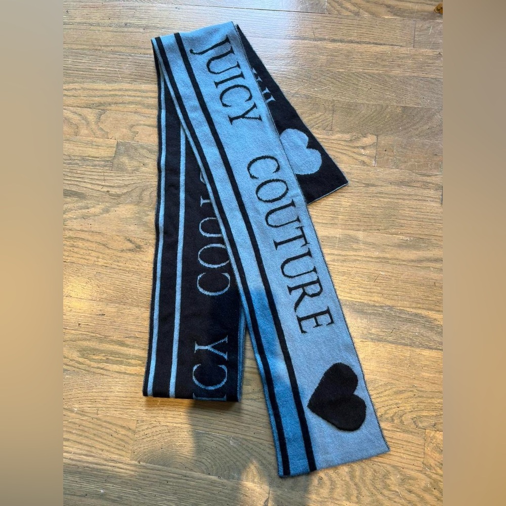Juicy Couture Black and Blue Heart Scarf